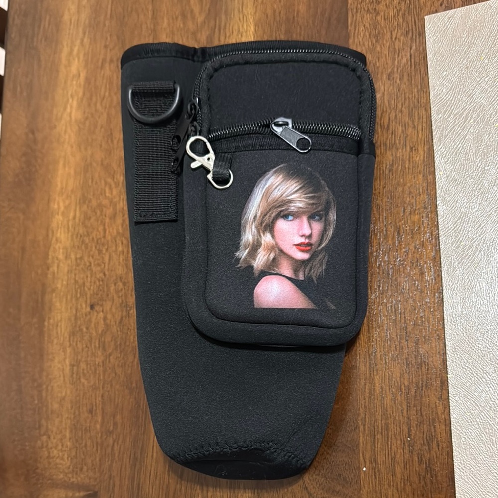 Black Neoprene Pouch with Portrait Design